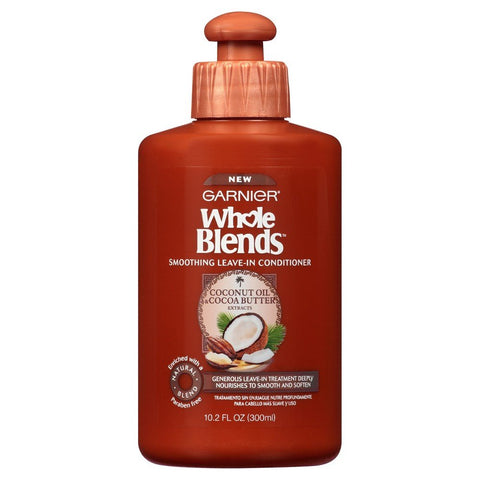 Garnier Whole Blends Smoothing Leave-In Conditioner with Coconut Oil & Cocoa Butter Extracts, 10.2 fl oz