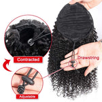 100% Brazilian Human Hair Drawstring Ponytail, Kinky Curly